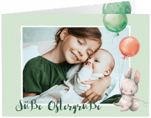 Osterkarte Ballonpost A6 Klappkarte quer gruen