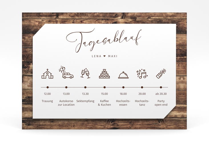 Tagesablauf Poster Hochzeit Rustic 70 x 50 cm Poster