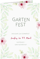Party Einladungskarte Gartenfest A6 Klappkarte hoch weiss