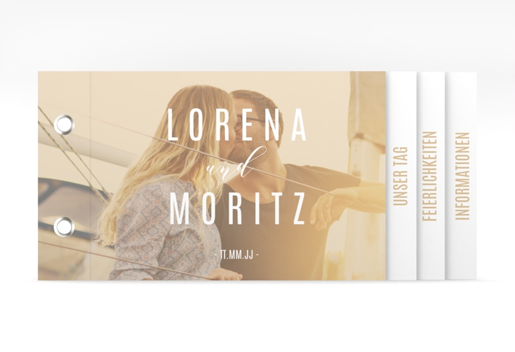 Hochzeitseinladung Memory Booklet beige hochglanz