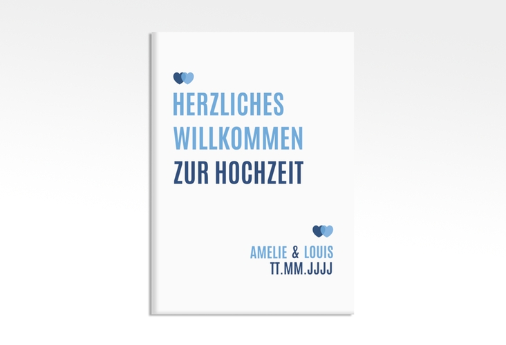 Willkommenschild Hochzeit Couple 50 x 70 cm Leinwand blau