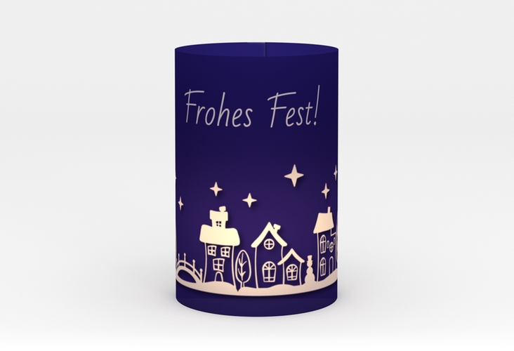 Windlicht Weihnachten Zaubernacht Windlicht blau mit Tannenbaum-Design in Grün