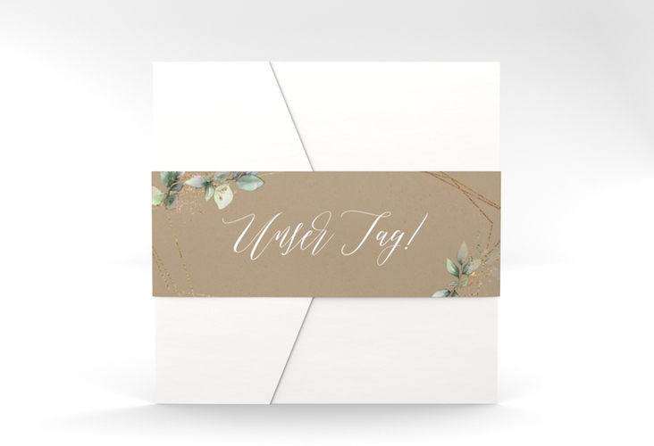 Hochzeitseinladung Greenish Pocketfold Kraftpapier