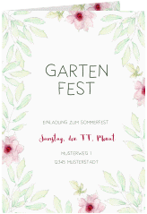Party Einladungskarte Gartenfest A6 Klappkarte hoch weiss