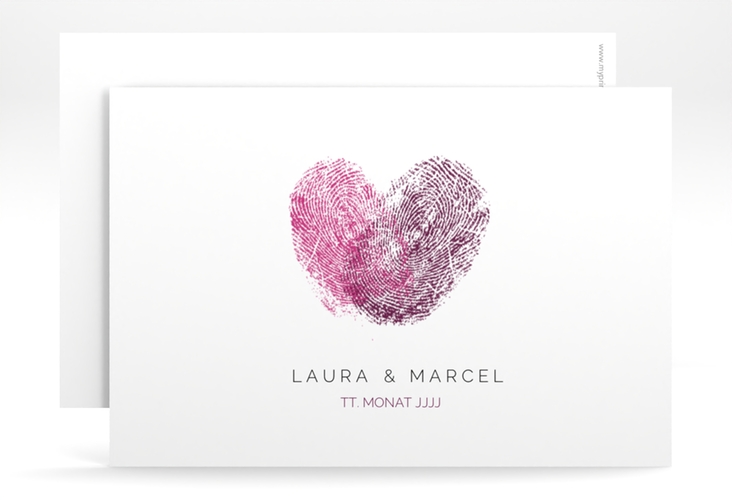 Save the Date-Karte Fingerprint A6 Karte quer schlicht mit Fingerabdruck-Motiv