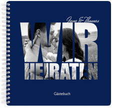 Gästebuch Hochzeit Letters Ringbindung blau