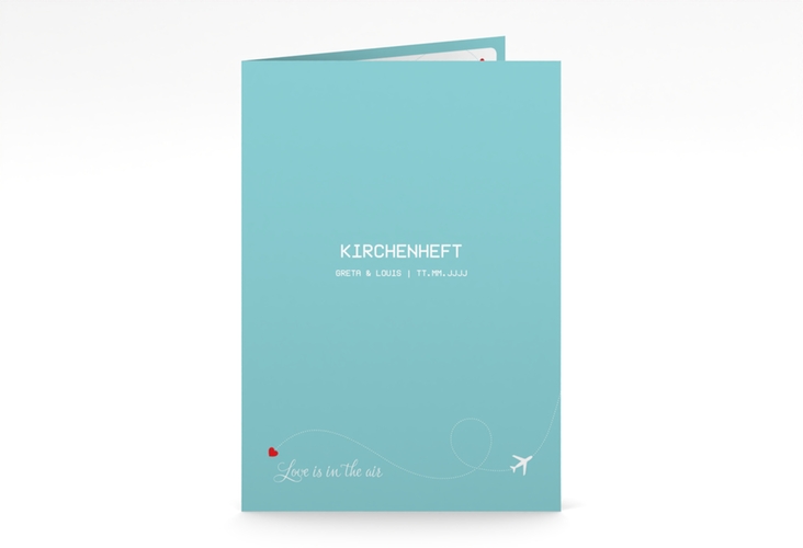 Kirchenheft Hochzeit Weddingpass A5 Klappkarte hoch blau hochglanz