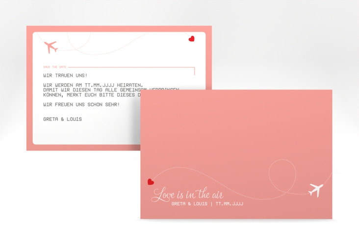 Save the Date-Karte Weddingpass A6 Karte quer rosa