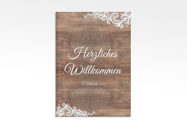 Willkommensschild Hochzeit Spitze 50 x 70 cm Leinwand