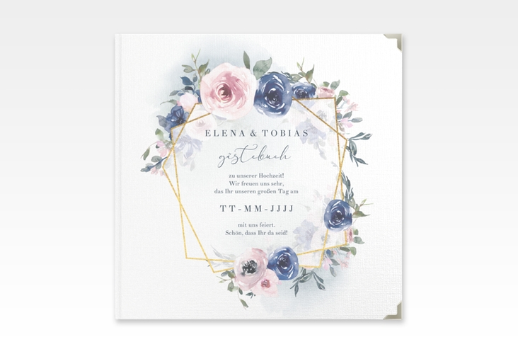 Gästebuch Selection Hochzeit Dustyblue Leinen-Hardcover weiss