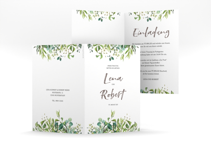 Einladungskarte Hochzeit Natural A6 Klappkarte hoch weiss