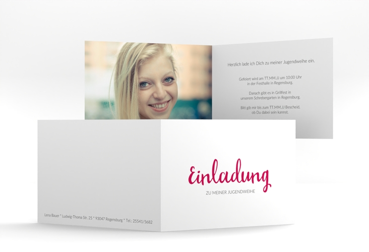 Einladungskarte Jugendweihe Teen A6 Klappkarte quer