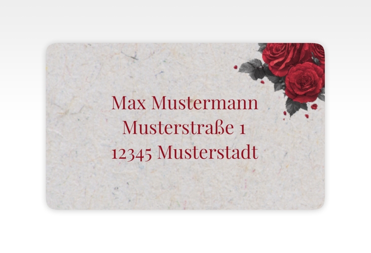 Empfängeretikett Hochzeit Drachenliebe 63,5 x 38,1 mm grau mit schwarzem und weißem Drachen zu einem Herz verschlungen