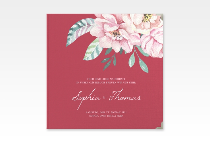 Gästebuch Selection Hochzeit Blooming Leinen-Hardcover rot