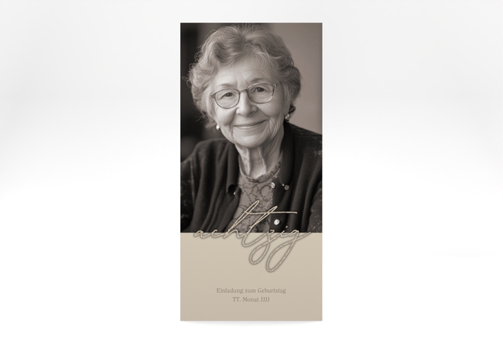 Einladung 80. Geburtstag Lebensalter lange Karte hoch