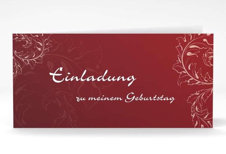 Einladung Geburtstag Peter/Petra lange Klappkarte quer rot