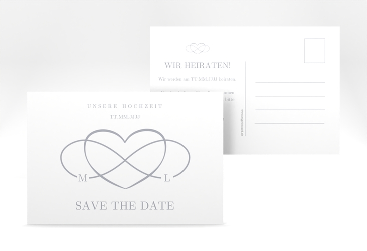Save the Date-Postkarte Infinity A6 Postkarte grau hochglanz