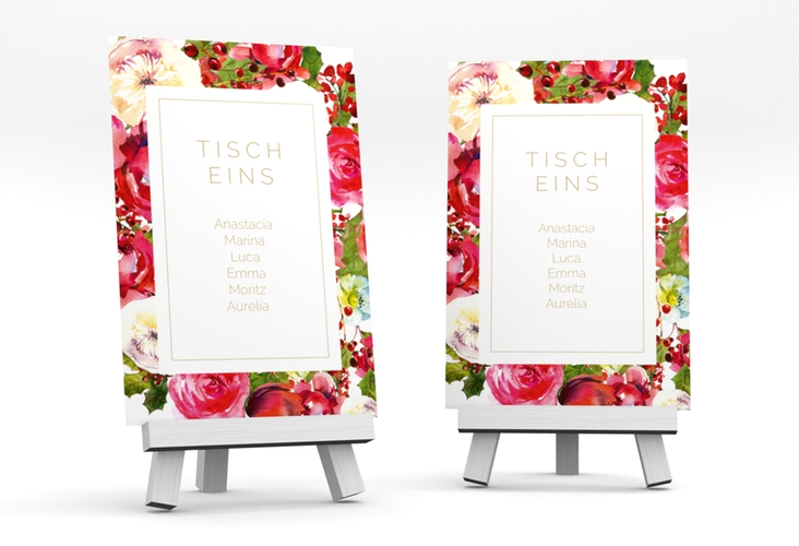 Tischaufsteller Hochzeit Blumenpracht Tischaufsteller weiss