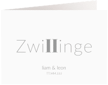 Geburtskarte Zwillinge A6 Klappkarte quer grau