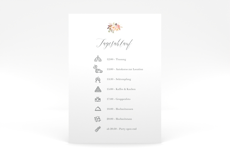 Tagesablauf Poster Hochzeit Prachtvoll 50 x 70 cm Poster weiss