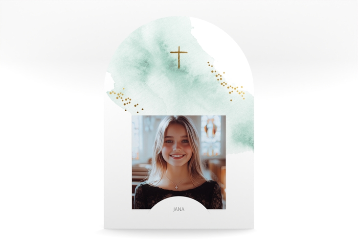 Danksagung Konfirmation Sacrament mittlere Bogen-Karte + Foto mint