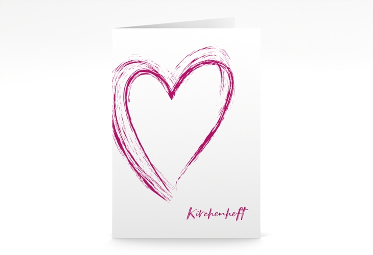 Kirchenheft Hochzeit Liebe A5 Klappkarte hoch pink hochglanz