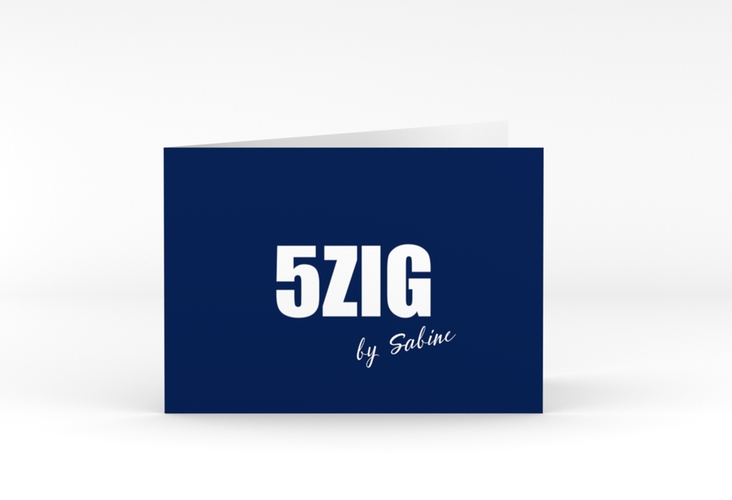 Einladung 50. Geburtstag Zig A6 Klappkarte quer blau