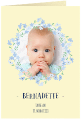 Einladungskarte Taufe Flowery A6 Klappkarte hoch gelb