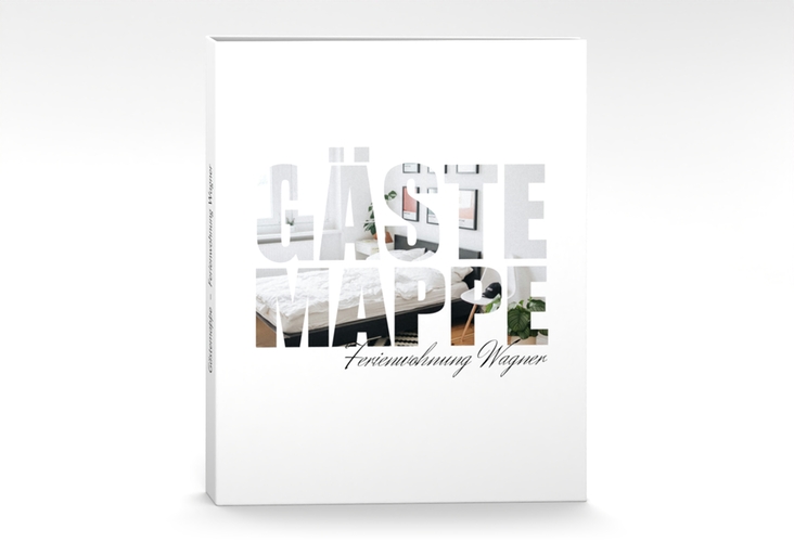 Gästemappe Ferienwohnung A4 Apartment Gästemappe A4 weiss in modernem Typografie-Design