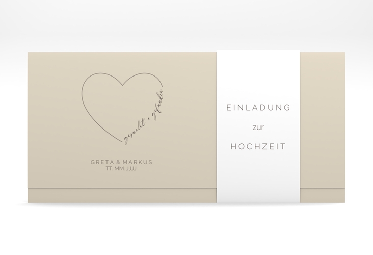 Hochzeitseinladung Lebenstraum Wickelfalzkarte + Banderole