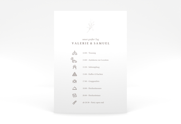 Tagesablauf Poster Hochzeit Ivy 50 x 70 cm Poster minimalistisch mit kleiner botanischer Illustration
