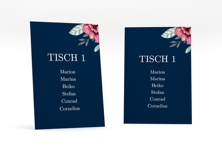 Tischaufsteller Hochzeit Blooming Tischaufsteller blau