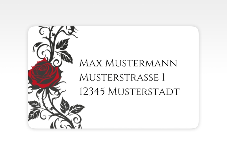 Empfängeretikett Hochzeit Red Rose 63,5 x 38,1 mm weiss