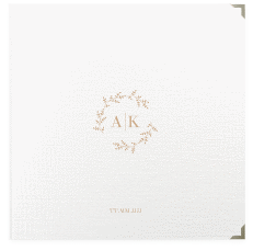 Klick: Details zu Gästebuch Selection Hochzeit "Filigrana" anzeigen Gästebuch Selection Hochzeit Filigrana Leinen-Hardcover beige in reduziertem Design mit Initialen und zartem Blätterkranz