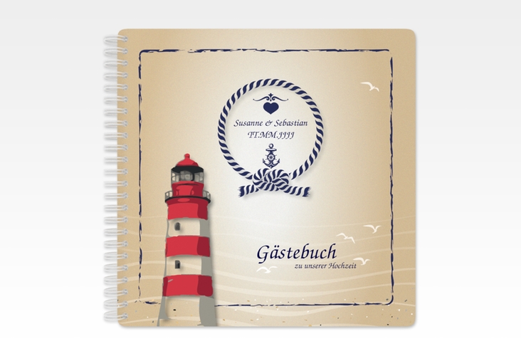 Gästebuch Hochzeit Sylt Ringbindung mit Leuchtturm