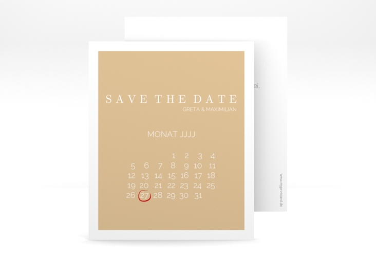 Save the Date-Kalenderblatt Simply Kalenderblatt-Karte beige hochglanz