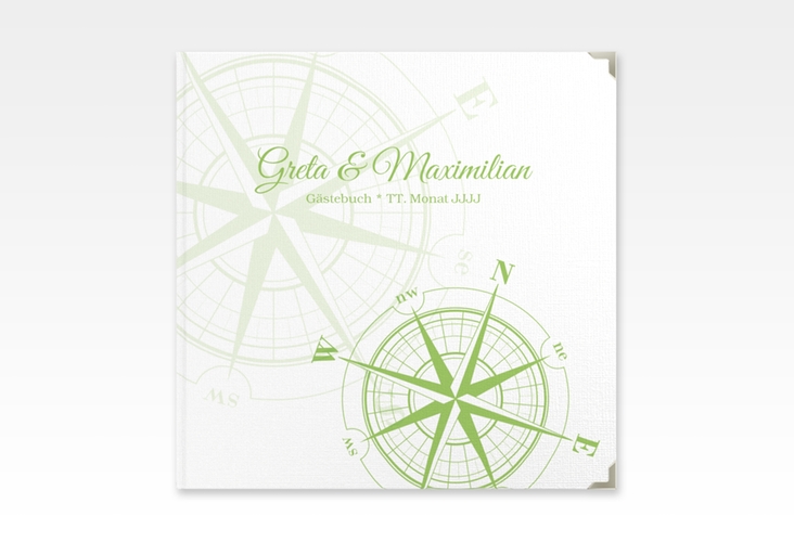 Gästebuch Selection Hochzeit Windrose Leinen-Hardcover gruen