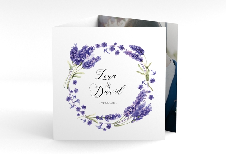 Dankeskarte Hochzeit "Lavendel" quadr. Karte doppelt