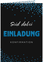 Klick: Details zu Konfirmationseinladung "Glow" anzeigen Konfirmationseinladung Glow A6 Klappkarte hoch blau