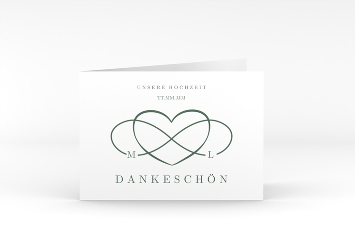 Danksagungskarte Hochzeit Infinity A6 Klappkarte quer gruen hochglanz