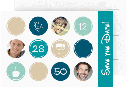 Save the Date-Postkarte Geburtstag Circles A6 Postkarte tuerkis