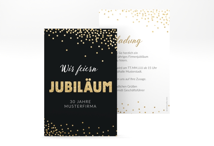 Party Einladungskarte Jubiläum A6 Karte hoch gold für Firmen-Events