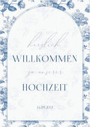 Willkommensschild Poster "Blue Floral"