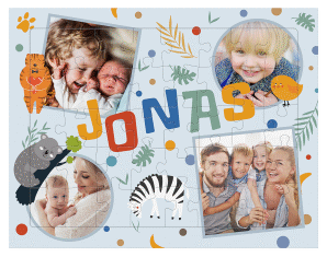 Fotopuzzle 40 Teile Tierisch 40 Teile blau mit Zootieren und vier Fotos