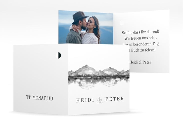 Geschenkanhänger Hochzeit Bergliebe Geschenkanhänger 10er Set grau mit Gebirgspanorama für Berghochzeit