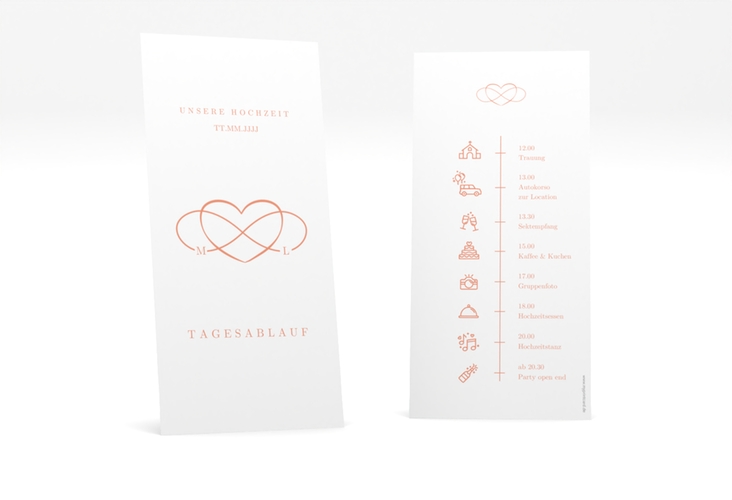 Tagesablauf Hochzeit Infinity lange Karte hoch apricot