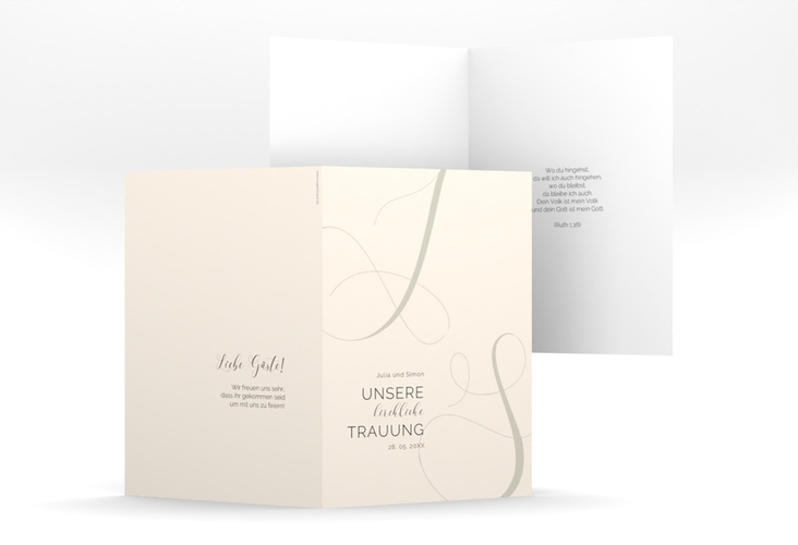 Kirchenheft Hochzeit Eheschließung A5 Klappkarte hoch beige hochglanz