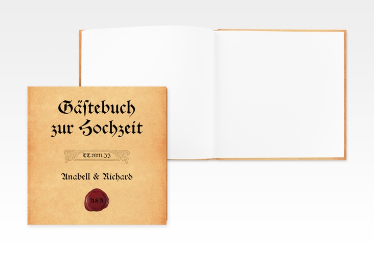 Gästebuch Creation Hochzeit Mittelalter 20 x 20 cm, Hardcover beige in Kraftpapier-Optik mit Blättern