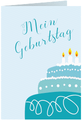 Einladungskarte Kindergeburtstag Geburtstagstorte A6 Klappkarte hoch tuerkis