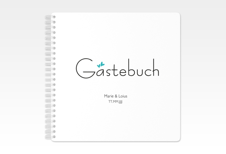 Gästebuch Hochzeit Twohearts Ringbindung tuerkis